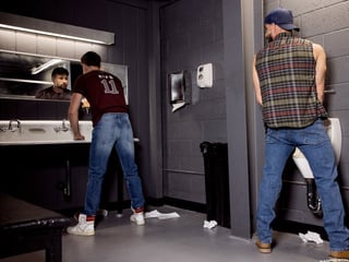 Wild and dirty gay anal in a public restroom - Sean Maygers and Drew Dixon