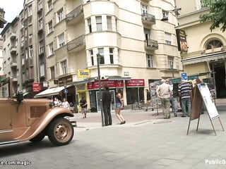 Little Euro babe fucks on a city bus