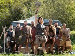 Wild gay warriors having orgy with gods