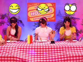 Eliza Ibarra, Alexis Tae & Charlotte Sins joining the lesbian hot dog contest