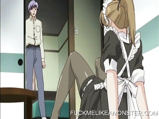 Masturbating anime maid in fantasy