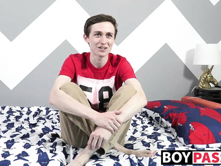 Slim twink Jacob milking his meat pole until burst of jizz