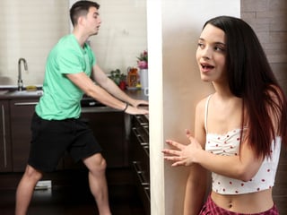 Tiny Spanish teen stepsister Ohana Petite caught masturbating by stepbro