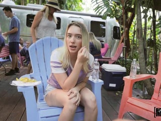 Juliette Mint can't stop fucking this huge dick during bbq party