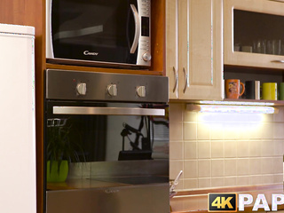 Sexy young babe with pretty little tits fucks a mature guy