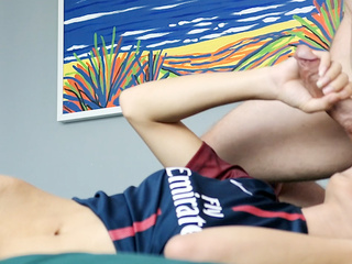 Amazing ladyboy Lee sucked big hard cock after posing in perfect jersey