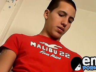 Handsome guy wanks his hard rod in his room all alone