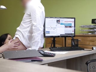 Sweet brunette Kristy Black gets buttfucked in the office