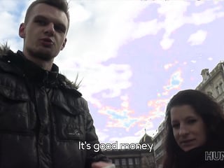 Cameraman fucks comely brunette next to her grumpy cuckold