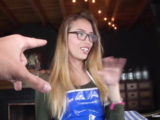 Blonde Colombian Waitress With Glasses Rides Cock In Hot Pickup And Fuck 