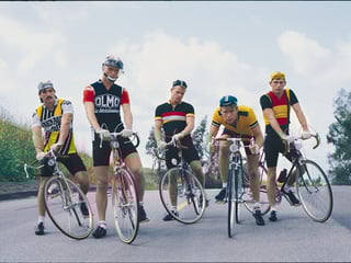 A group of bikers take a break and fuck in the barn.