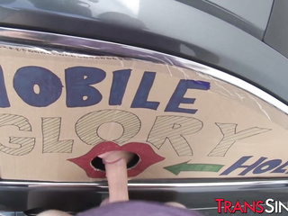 Sexy stockings tranny Morena Black gets warm sticky facial