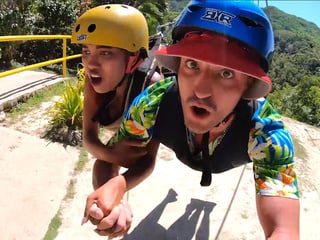 Ziplining amateur couple made a horny sex tape together once back home