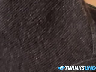 Horny guy Chain in black underwear jerking off his huge dick