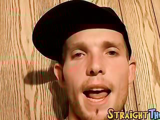 Slim thug jerks his big cock off and cums loads on his belly