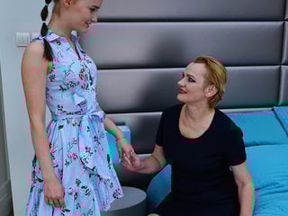 Lesbian teen chick gets dirty with her stepmother