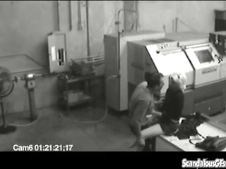 Co workers masturbating in horny office warehouse