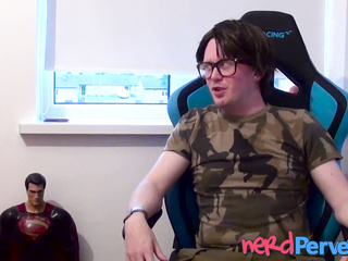 Busty redhead Lucy Lane sucking cock at nerd casting