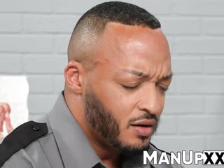 Horny dude rams his dick in a white mans mouth