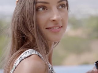 Sweet teen girl Melena Mariais masturbating in the swimming pool