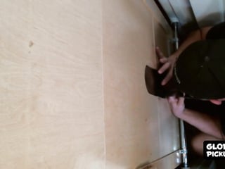 Kinky white dude sucks black glory hole fuck stick wildly