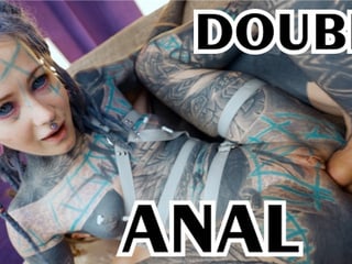DOUBLE ANAL from tattoo girl ANUSKATZZ / DAP with swallow, gape, prolapse - punk - goth