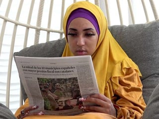 Tired wife in hijab gets sexual energy