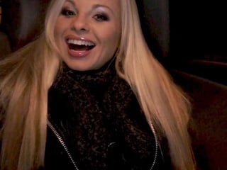 Slutty blonde fucked in a public bathroom