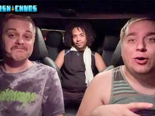 Two chubby gays tease curly Marcos and his big cock