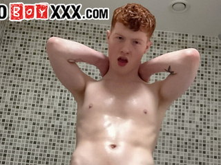 Redhead Spurts Cum While He Showers