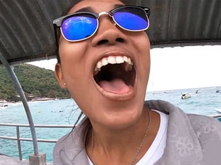 Amateur European Asian teen couple having sex in public