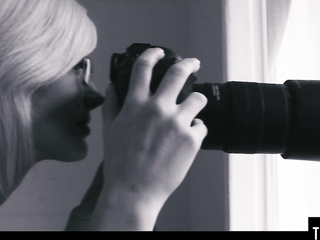 Naughty blonde Zazie S is fingering herself on that chair