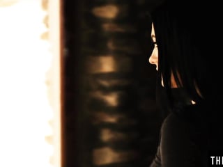 Pale and skinny brunette Sapphira A rubs her wet pussy