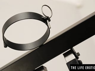 Horny chick Natalia C masturbates in this BDSM room