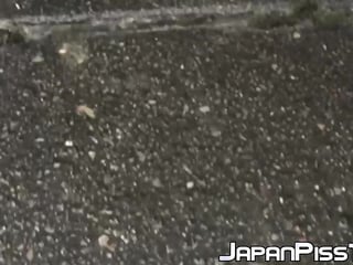Wicked  Japanese babe is peeing in front of her house