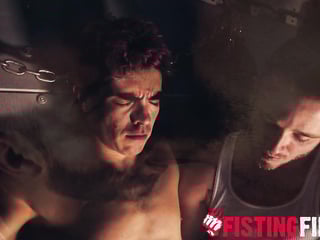 Bound jock Cazden Hunter takes rimming and spanking from two powerful tops