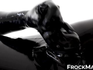 Passionate cock stroking session by fetish Rubber Covered