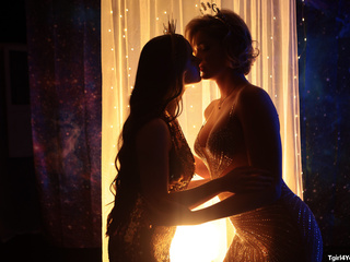 Tgirl goddess fucking a brunette goddess