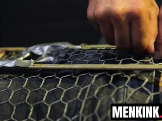 Max Ferro cage fucks bald virgin sub Joseph Banks with no mercy