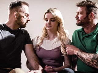 Chubby teen neighbor double penetrated by big dick bisexual studs