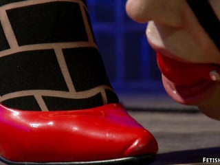 Bound lesbian anal doggy banged