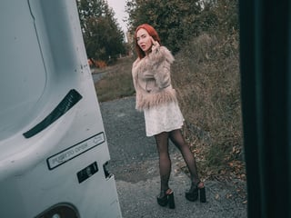 Hot redhead cheats on boyfriend, gets deepthroat blowjob and intense pounding in van confession!