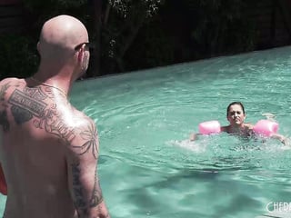 Petite Brunette Is Big Enough To Swim, and Big Enough To Fuck