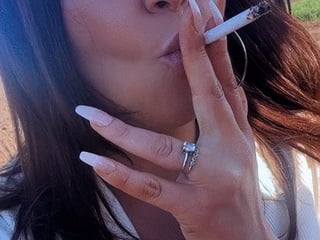 Close up smoking blowjob on the side of the road