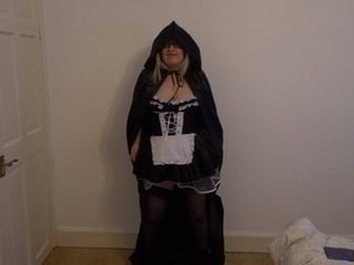 French maid in stockings striptease