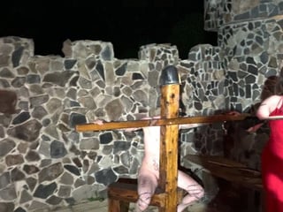 Hardcore corporal punishment by two merciless Dommes