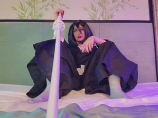 Rukia - Bleach cosplay - Oiled up foot tease and footjob