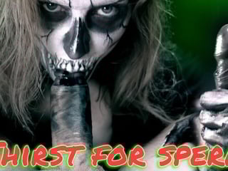 Halloween Horror Blow: Zombie Vixen’s Skull-Face Sucks and Swallows in Eerie POV
