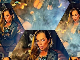 Smoking Goddess in Leather, Gloves, Pantyhose and High Heels - Dunhill Menthol 100