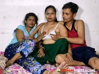 Hot Indian Wife In Threesome Sex With Her Step Sister and Husband